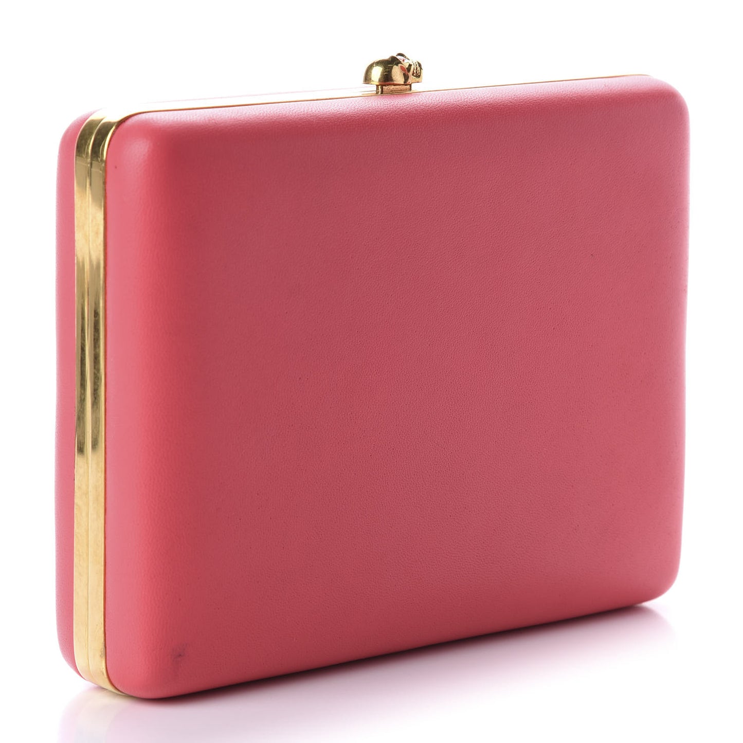 Calfskin Skull Box Clutch Pink