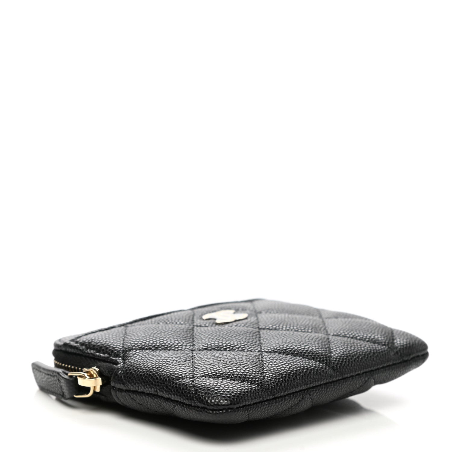 Chanel Caviar Quilted Zip Card Holder Wallet Black 4 of 8