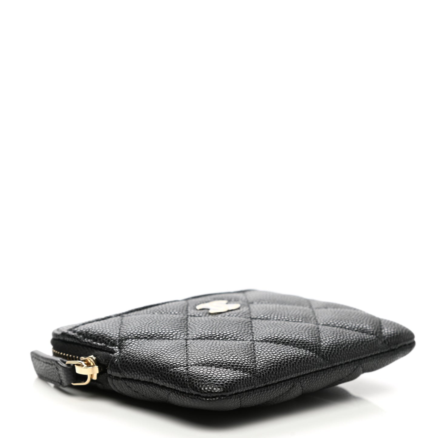 Caviar Quilted Zip Card Holder Wallet Black
