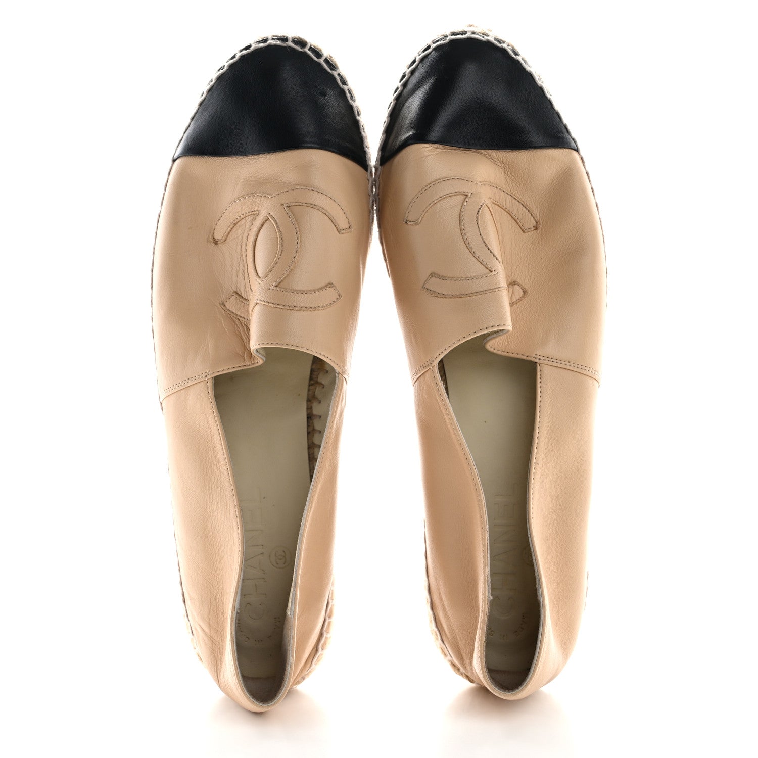 Chanel Lambskin CC Espadrilles 41 Beige Black 2 of 13