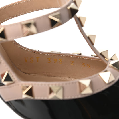 Valentino Garavani Patent Nappa Rockstud Ankle Strap 100mm Pumps 35 Black Poudre 8 of 9