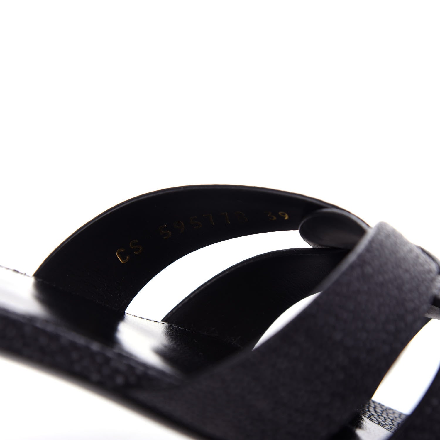 Saint Laurent Calfskin Galuchat Embossed Tribute 05 Slide Sandals 39 Dark Grey 10 of 11
