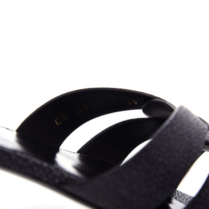 Saint Laurent Calfskin Galuchat Embossed Tribute 05 Slide Sandals 39 Dark Grey 10 of 11