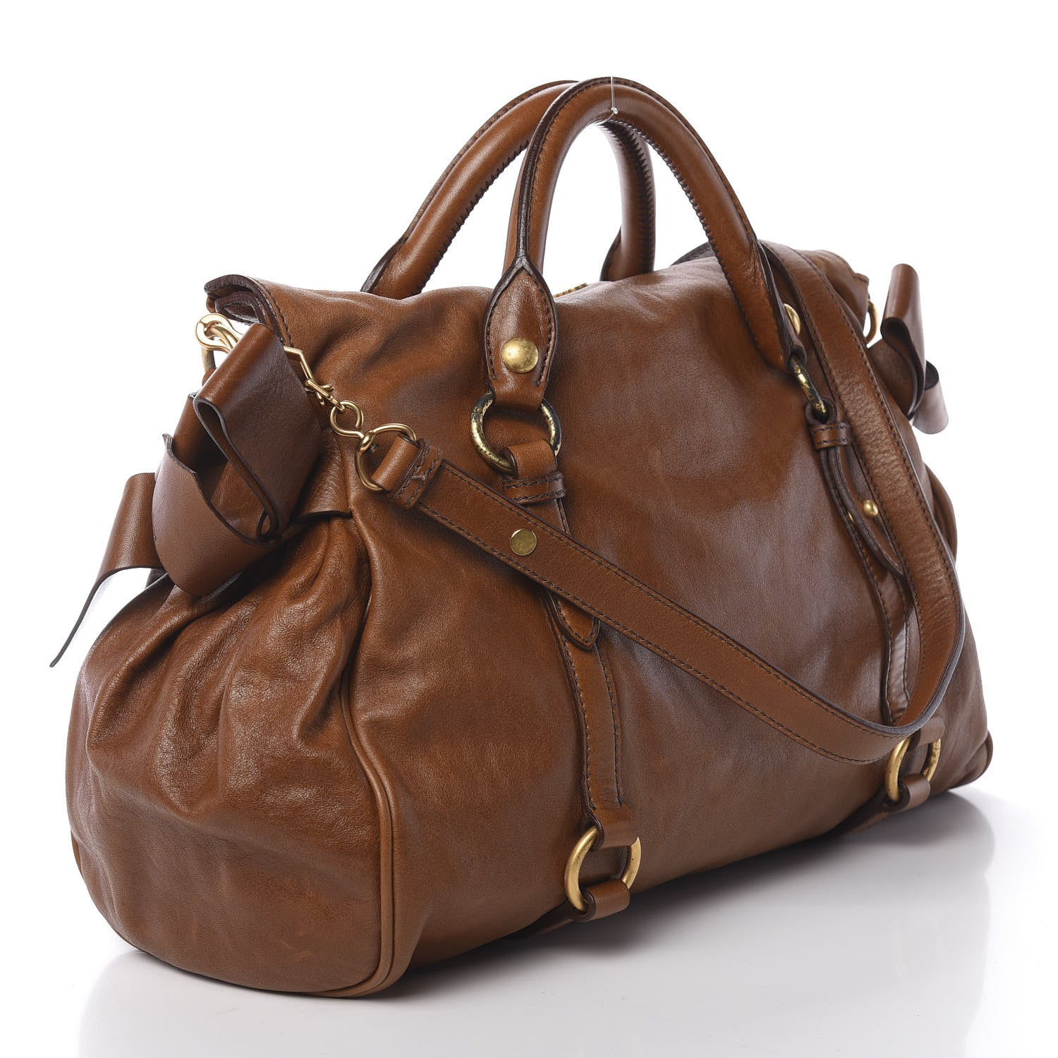 Miu Miu Vitello Medium Bow Bag Palissandro 4 of 15