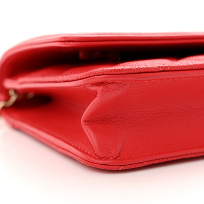 Chanel Caviar Quilted CC Filigree Wallet On Chain WOC Red 10 of 11