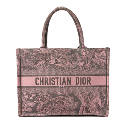 Christian Dior Canvas Embroidered Medium Dioriviera Toile De Jouy Book Tote Pink Grey 1 of 10