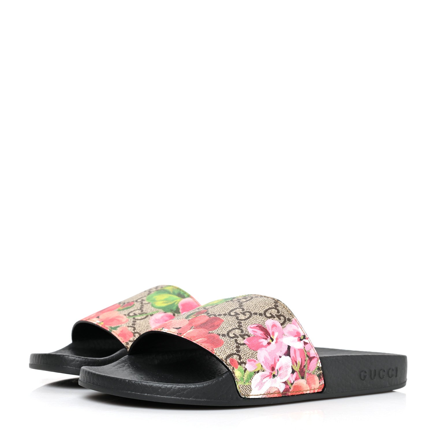 Gucci GG Supreme Monogram Blooms Slide Sandals 35 Beige Multicolor 3 of 7