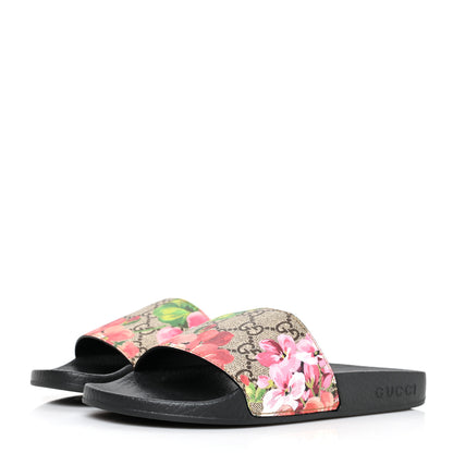 Gucci GG Supreme Monogram Blooms Slide Sandals 35 Beige Multicolor 3 of 7