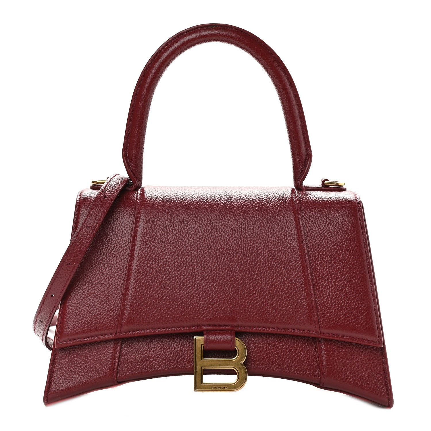 Balenciaga Grained Calfskin Small Hourglass Top Handle Bag Dark Red 1 of 10