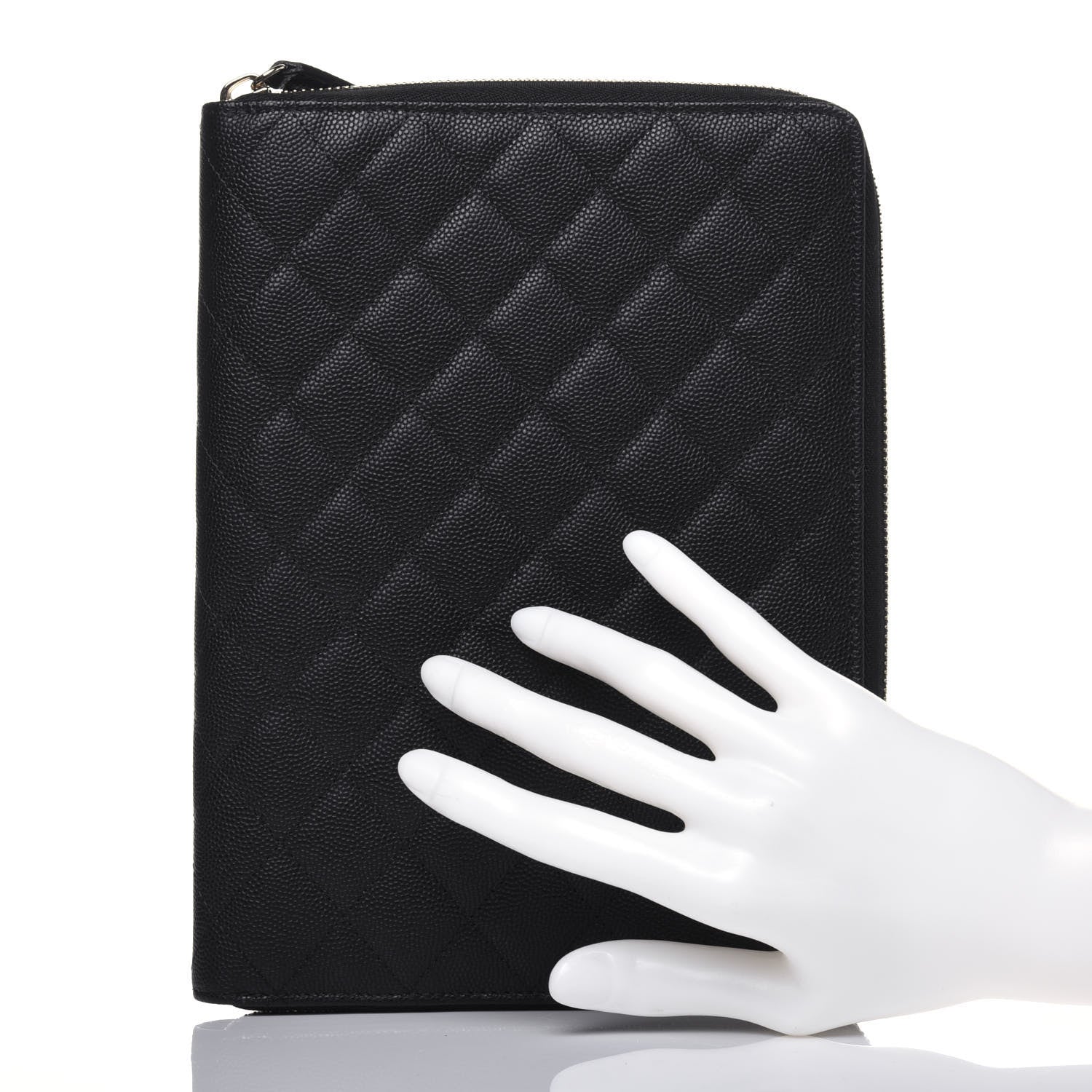Chanel Caviar Quilted Zip Around Notebook Agenda Cover Black 2 of 12