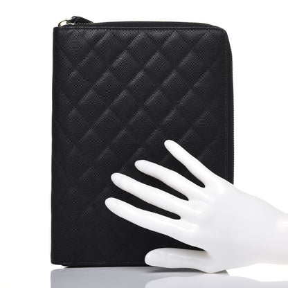 Chanel Caviar Quilted Zip Around Notebook Agenda Cover Black 2 of 12
