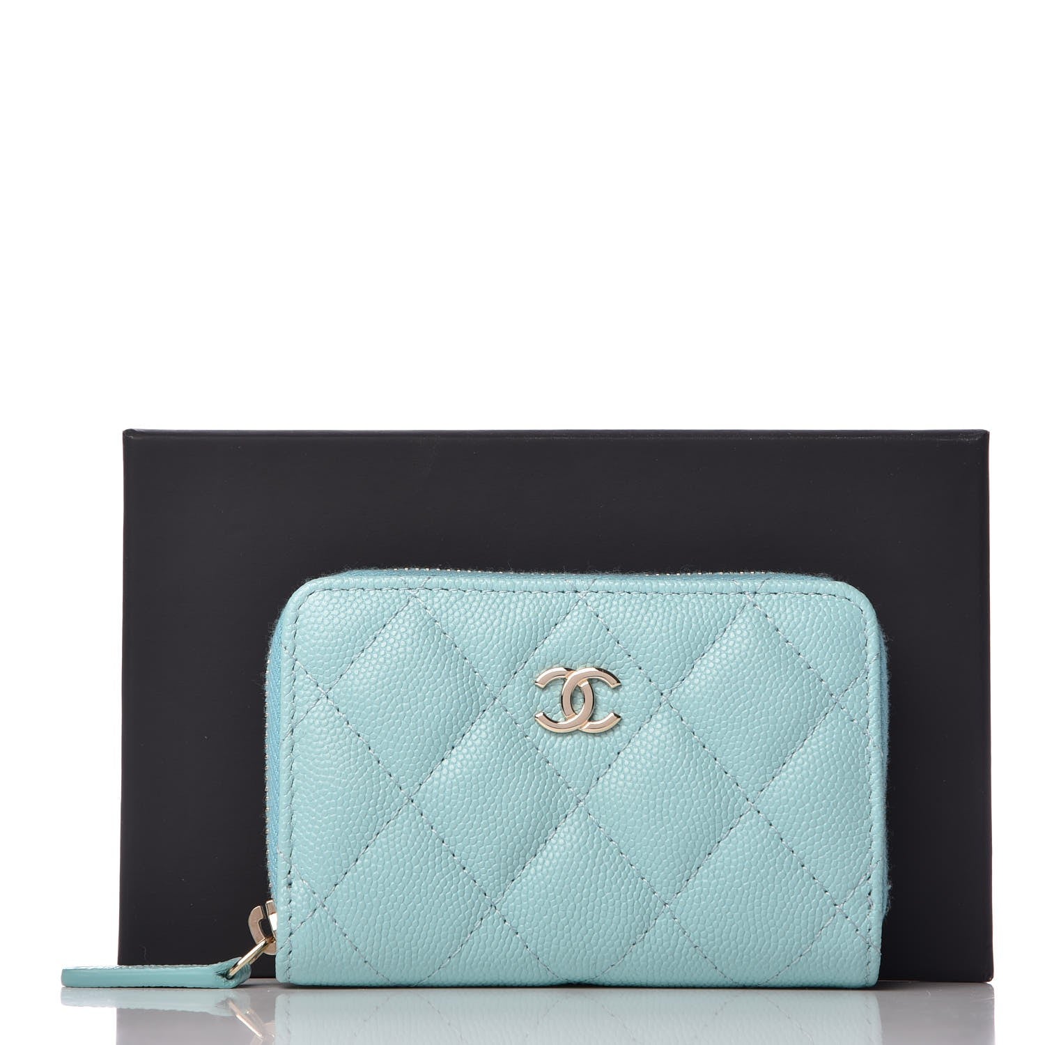 Chanel Caviar Quilted Zip Coin Purse Light Blue 8 of 8