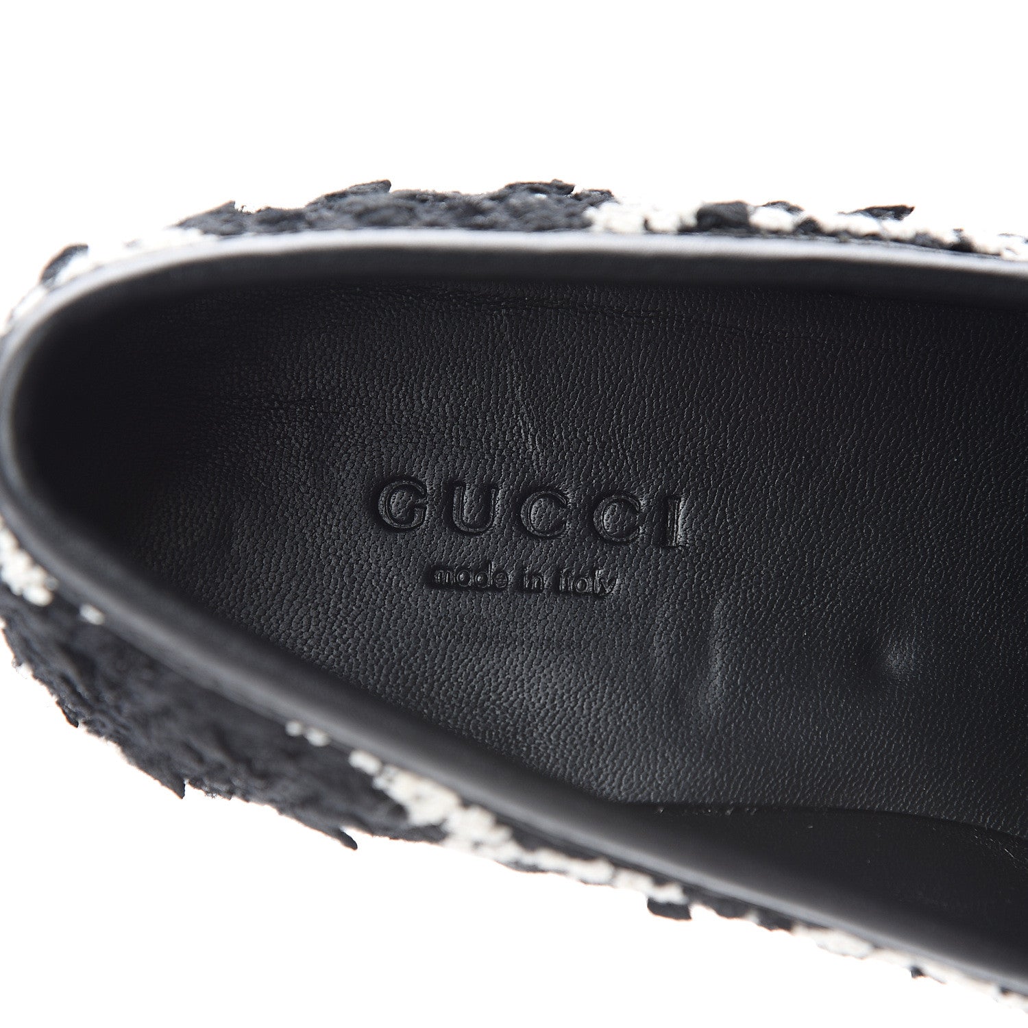 Gucci Tweed GG Monogram Horsebit Womens Jordaan Loafers 35 Black Natural 7 of 9