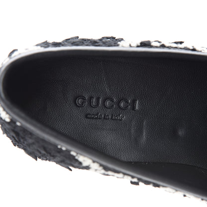 Gucci Tweed GG Monogram Horsebit Womens Jordaan Loafers 35 Black Natural 7 of 9
