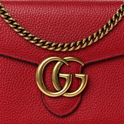 Gucci Calfskin GG Marmont Chain Wallet Vulcanic Red 10 of 13