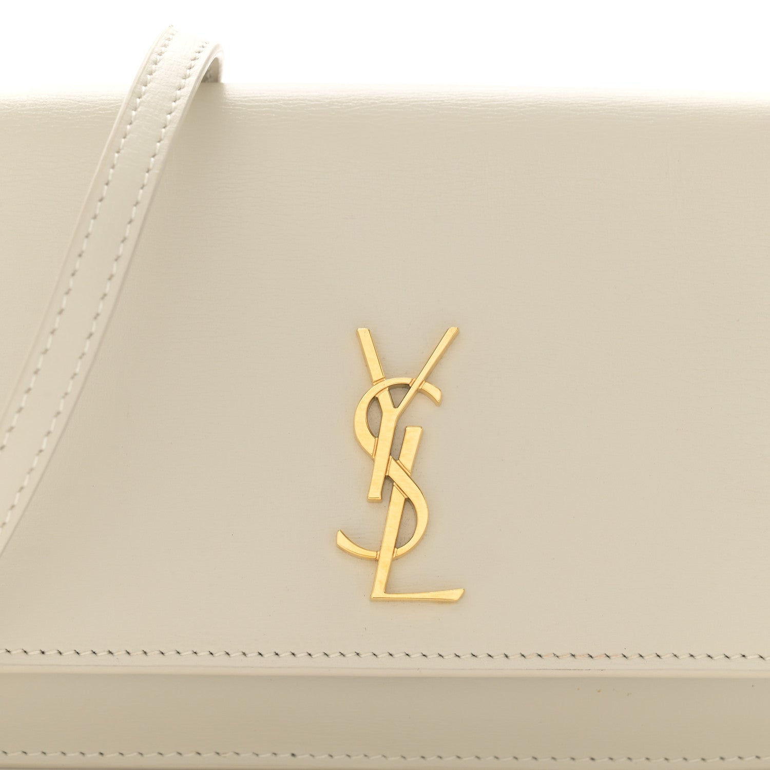 Saint Laurent Smooth Calfskin Monogram Phone Holder Crossbody Crema Soft 7 of 11