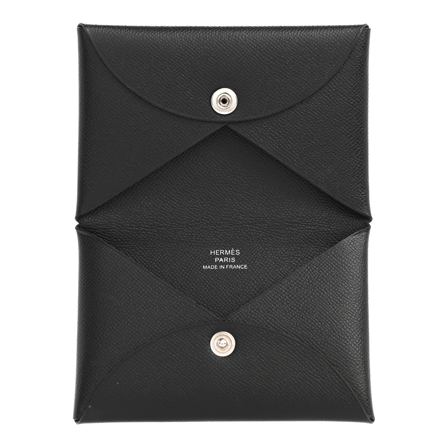 Hermes Madam Calfskin Calvi Card Case Black 5 of 9