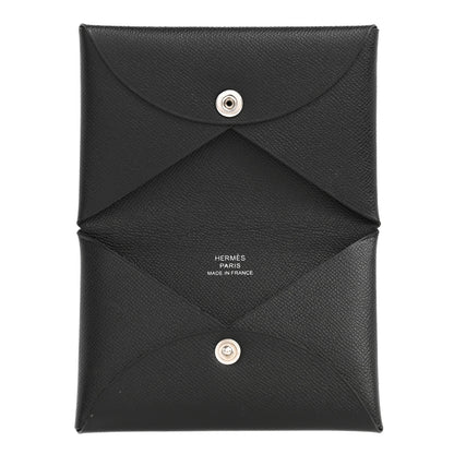 Hermes Madam Calfskin Calvi Card Case Black 5 of 9