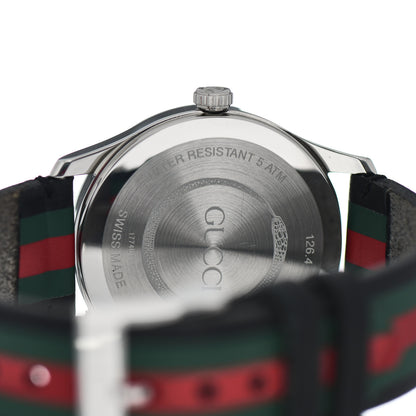 Gucci Stainless Steel Calfskin 38mm G-Timeless Stripe Web Quartz Watch Black 4 of 4
