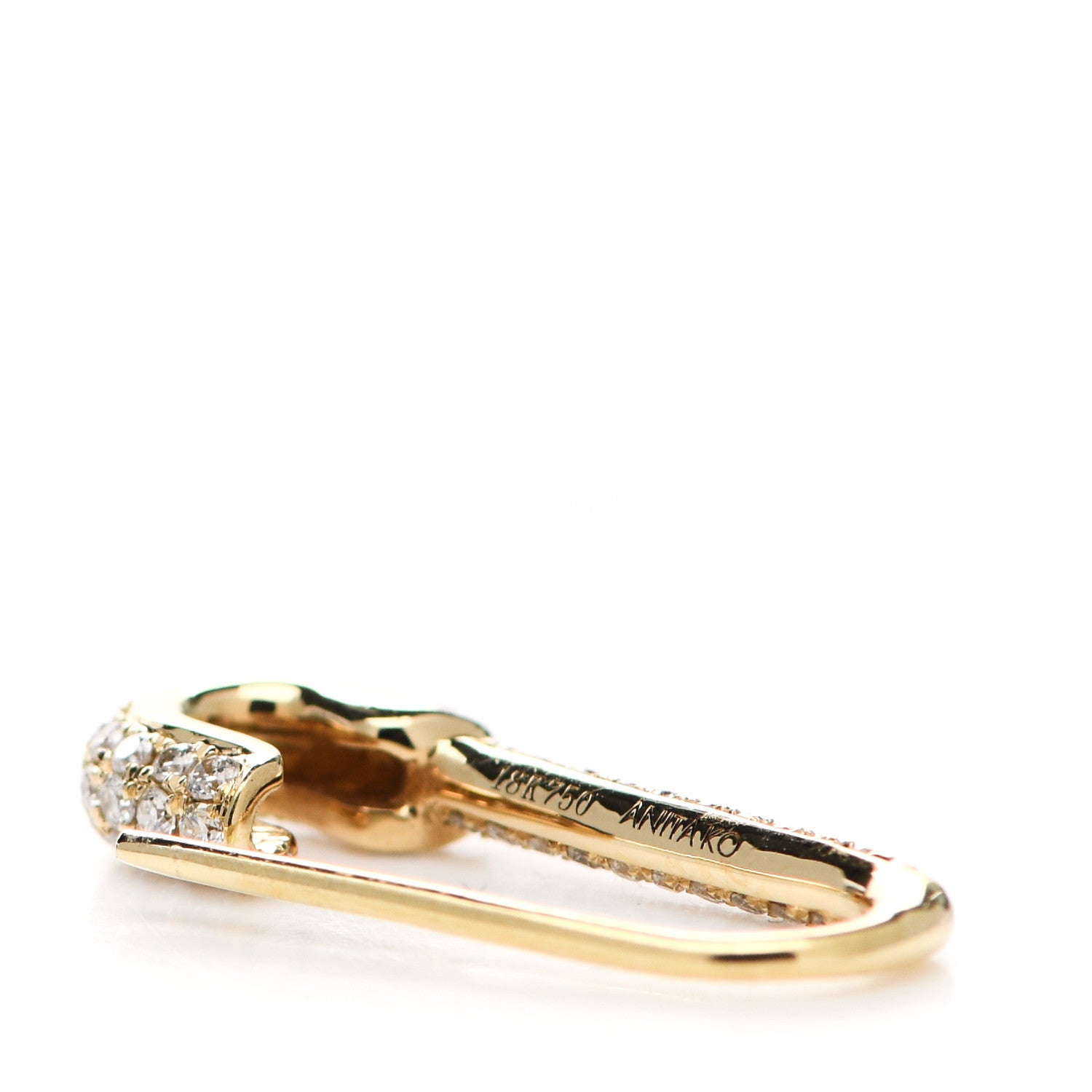 Anita Ko 18K Yellow Gold Diamond Mini Safety Pin Earring 2 of 4