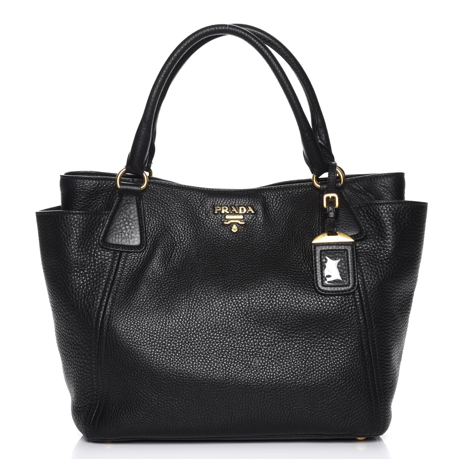 Prada Vitello Daino Side Pocket Tote Nero Black 1 of 8
