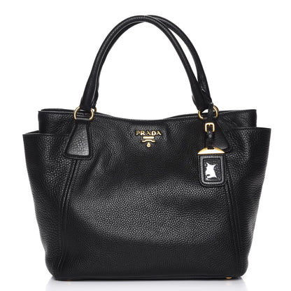 Prada Vitello Daino Side Pocket Tote Nero Black 1 of 8