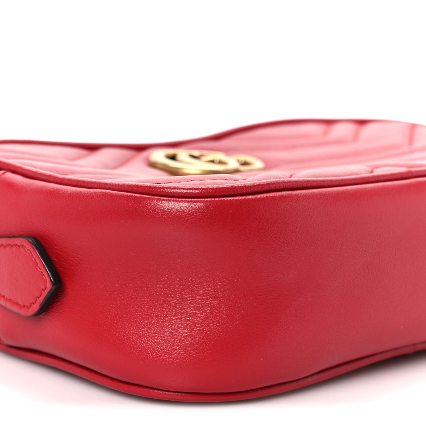 Calfskin Matelasse Mini GG Marmont Chain Shoulder Bag Hibiscus Red