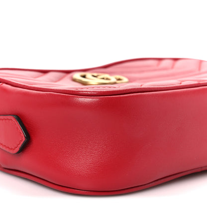 Gucci Calfskin Matelasse Mini GG Marmont Chain Shoulder Bag Hibiscus Red 10 of 11