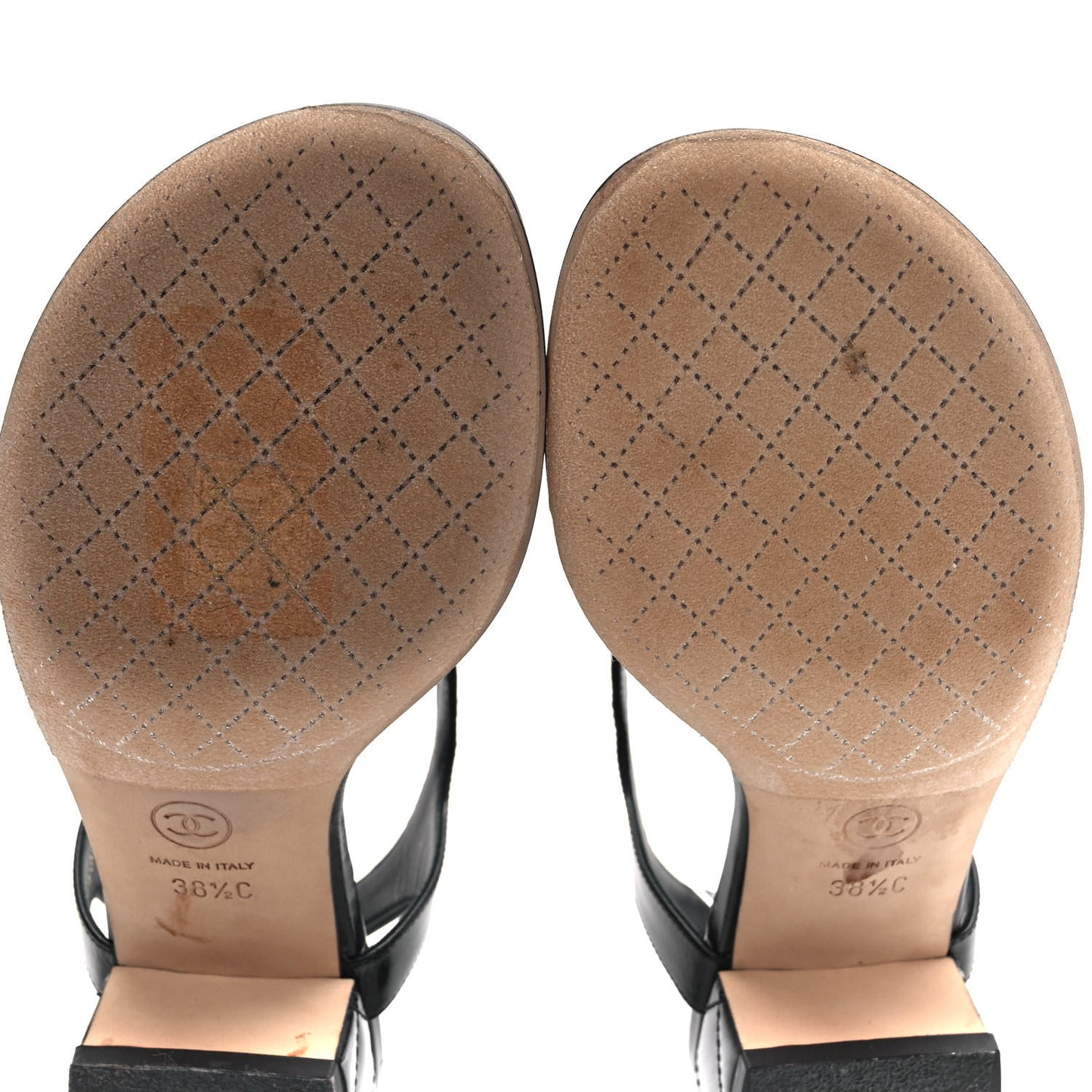 Calfskin Medallion CC Thong Sandals 38.5 Black