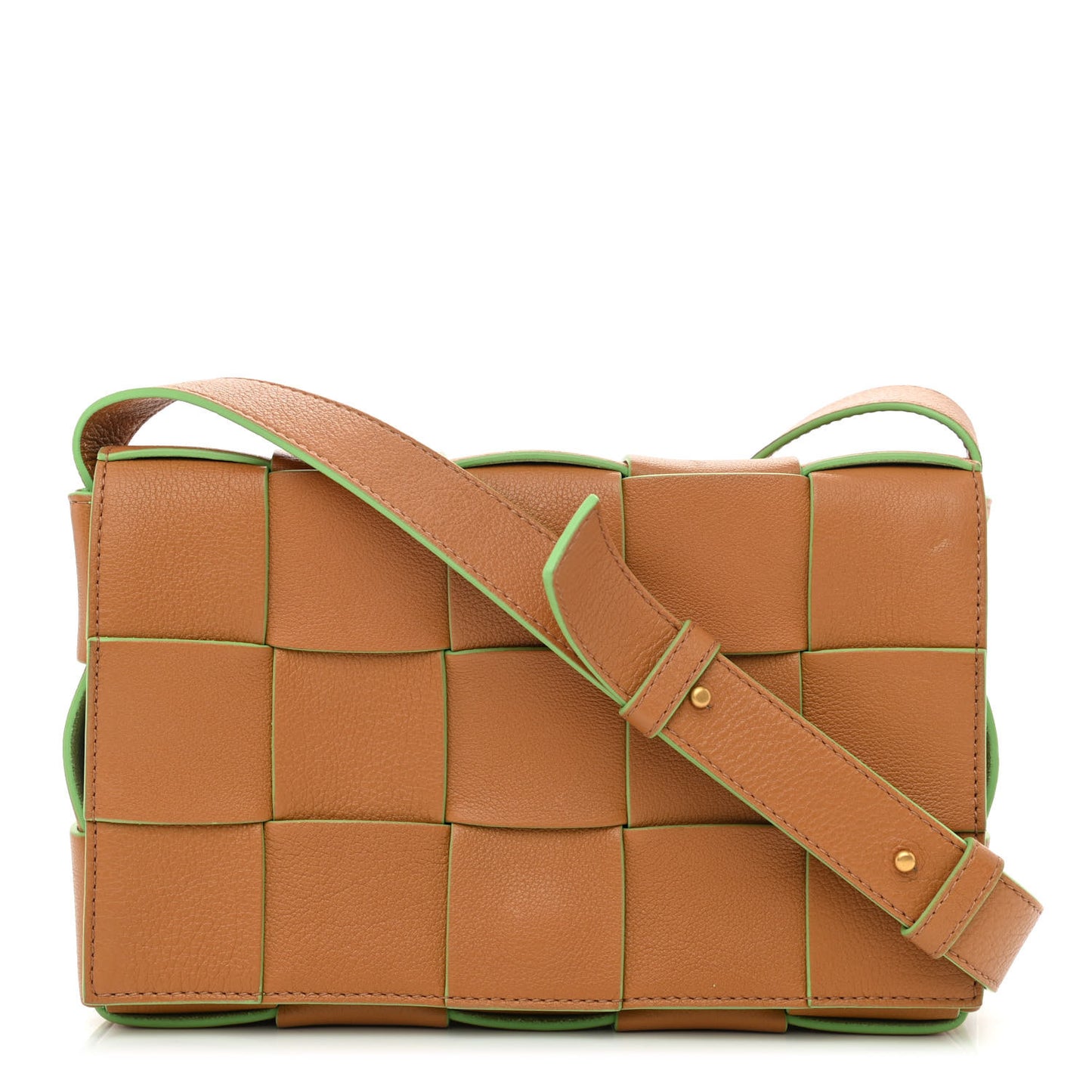 Buffalo Maxi Intrecciato Cassette Bicolor Crossbody Bag Caramel Pistachio