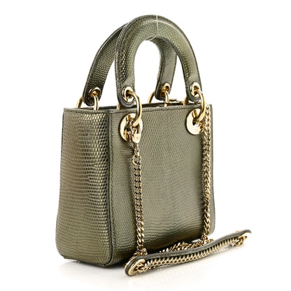 Christian Dior Metallic Lizard Mini Lady Dior Green 3 of 11
