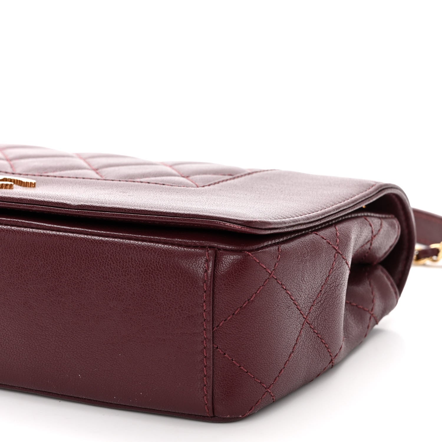 Chanel Sheepskin Quilted Vintage Mademoiselle Flap Dark Red 10 of 10