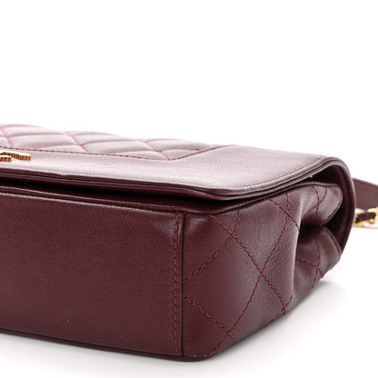 Chanel Sheepskin Quilted Vintage Mademoiselle Flap Dark Red 10 of 10