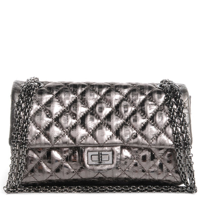 Chanel Striped Accordion Reissue 2.55 Flap Dark Silver 1 of 8