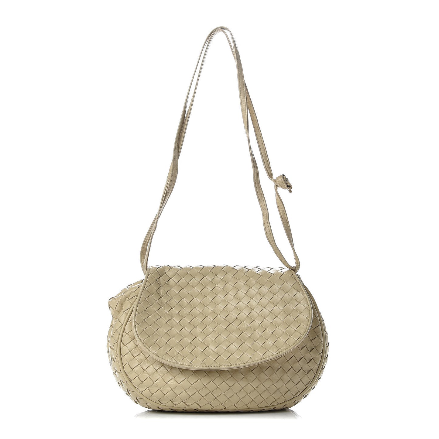 Nappa Intrecciato Crossbody Flap Bag Beige