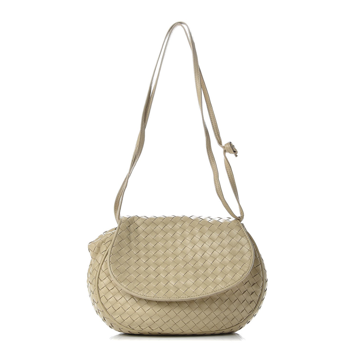 Bottega Veneta Nappa Intrecciato Crossbody Flap Bag Beige 1 of 8