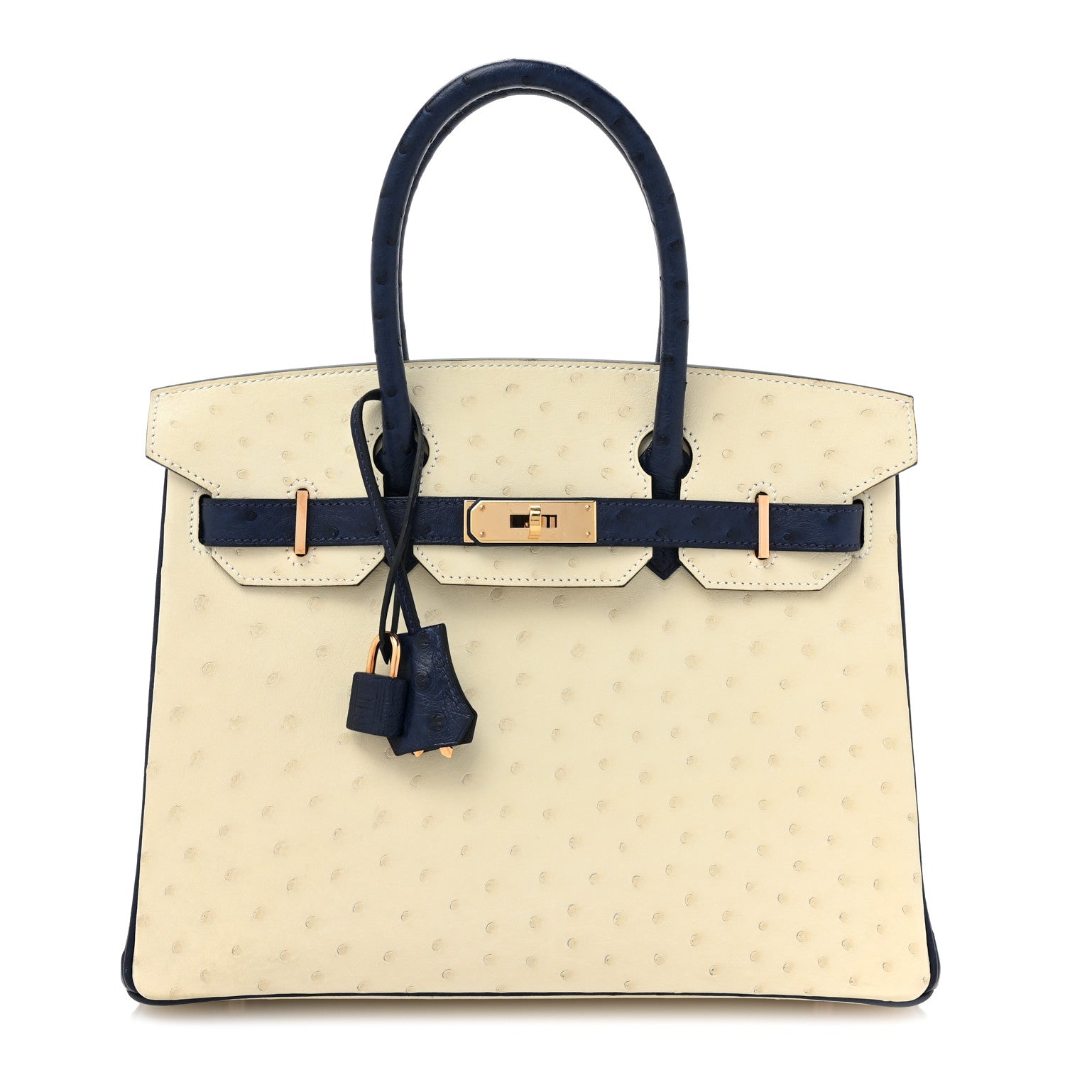 Hermes Ostrich Horseshoe Birkin 30 Craie Bleu Iris 1 of 9