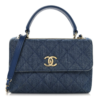 Chanel Denim Quilted Small Trendy CC Flap Dual Handle Bag Blue 1 of 12