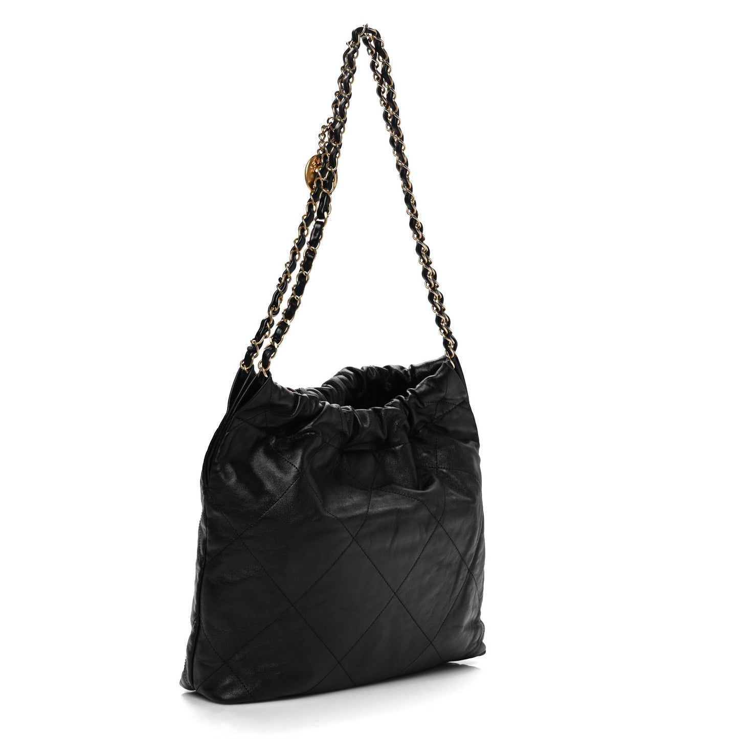 Shiny Calfskin Quilted Small Chanel 22 Black