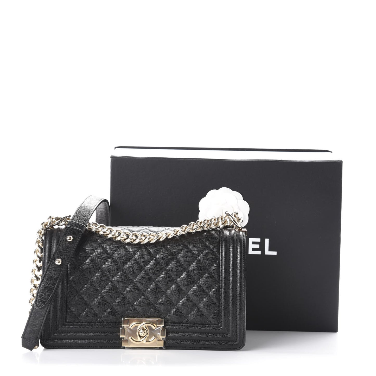 Caviar Quilted Medium Boy Flap Black