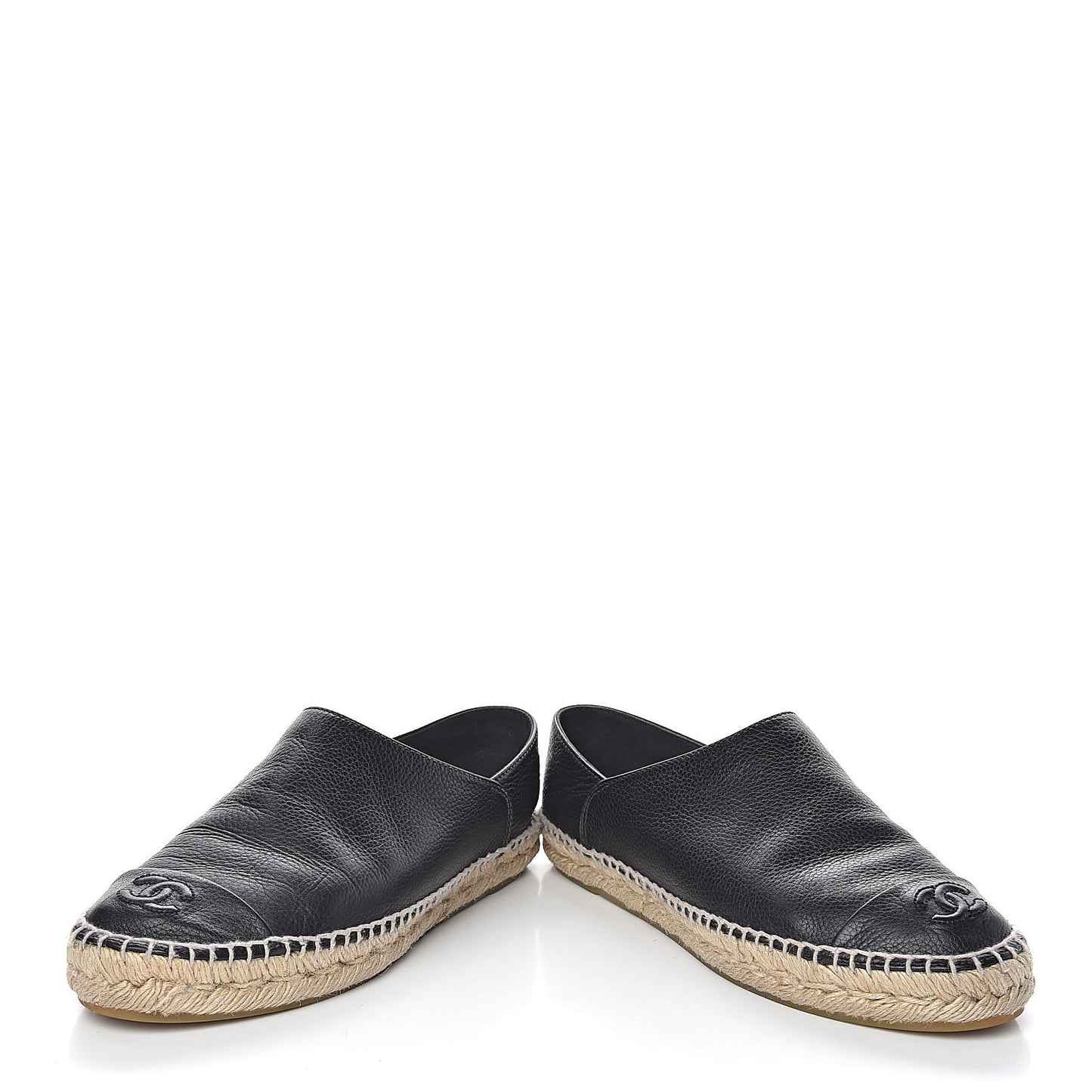 Grained Calfskin CC Espadrilles 38 Black
