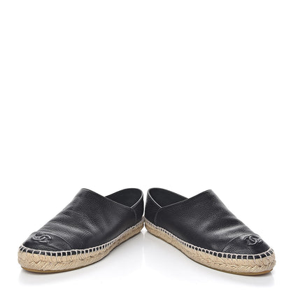 Chanel Grained Calfskin CC Espadrilles 38 Black 9 of 10