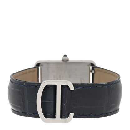 Cartier Stainless Steel Alligator 27mm Tank Solo Quartz Watch 3 of 6