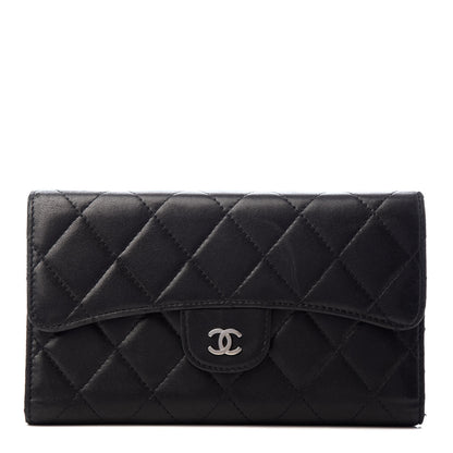 Chanel Lambskin Quilted Large Flap Wallet Black 1 of 14