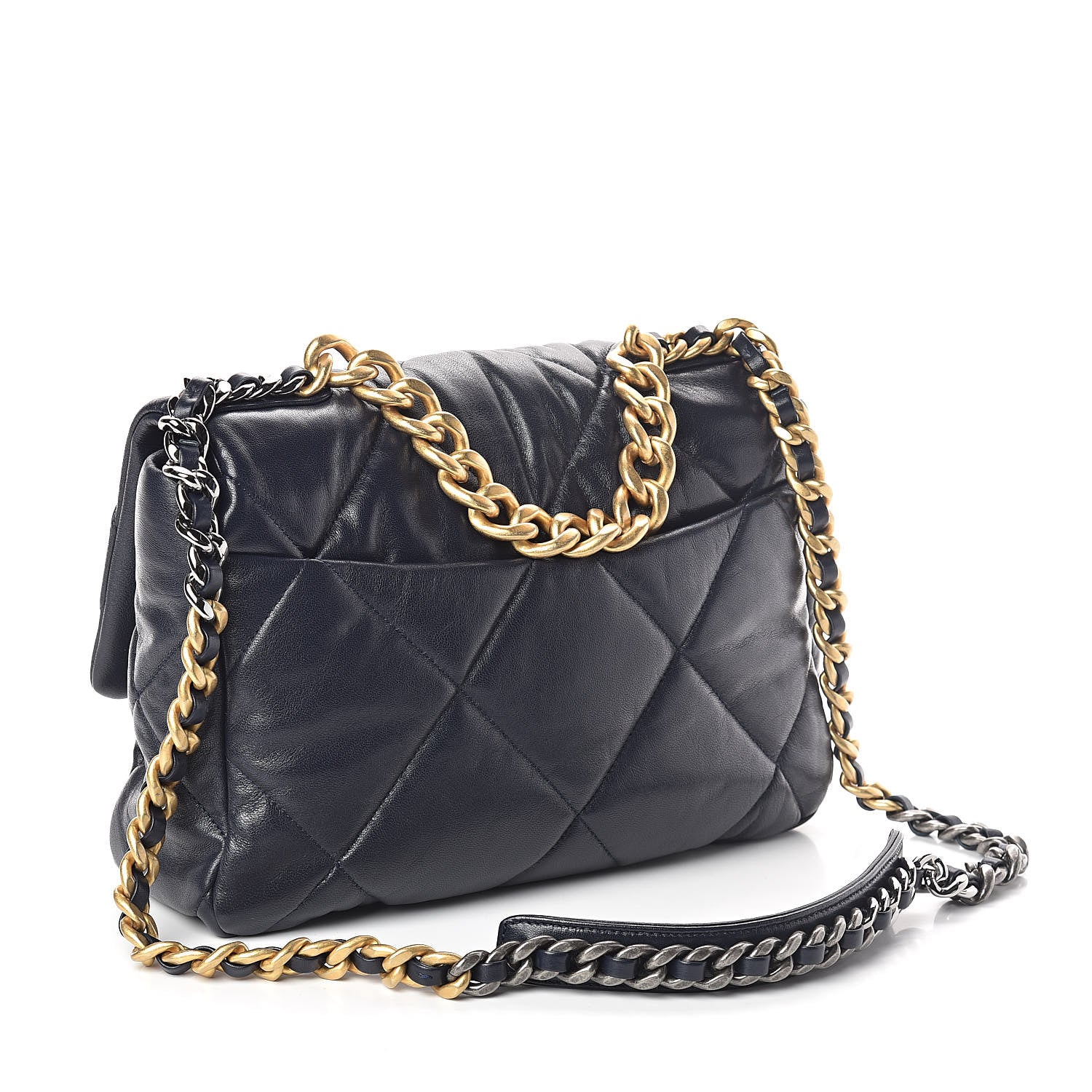 Chanel Goatskin Quilted Large 19 Flap Navy Blue 3 of 11