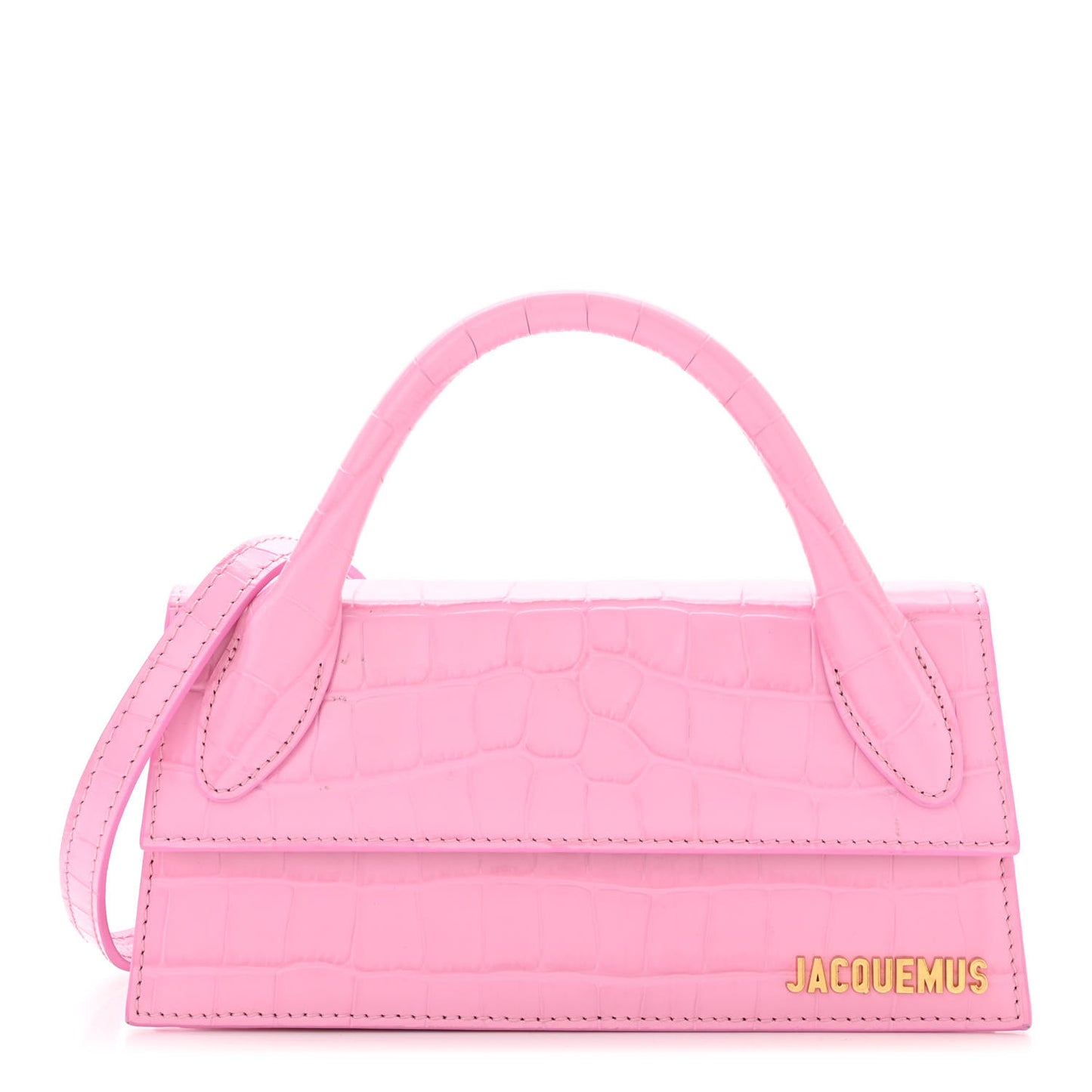 Calfskin Crocodile Embossed Le Chiquito Long Pink