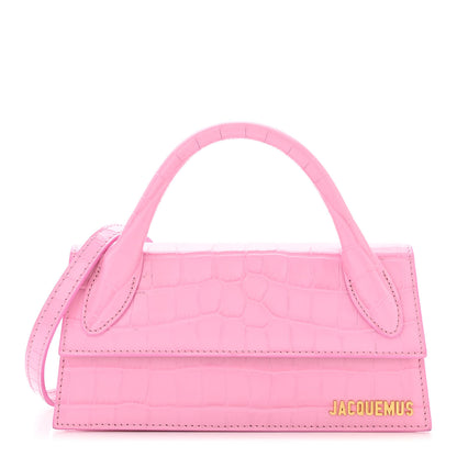 Jacquemus Calfskin Crocodile Embossed Le Chiquito Long Pink 1 of 10