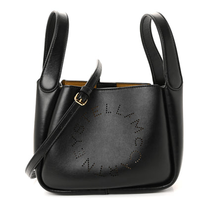Stella McCartney Eco Alter Nappa Perforated Logo Double Top Handle Crossbody Bag Black 1 of 9