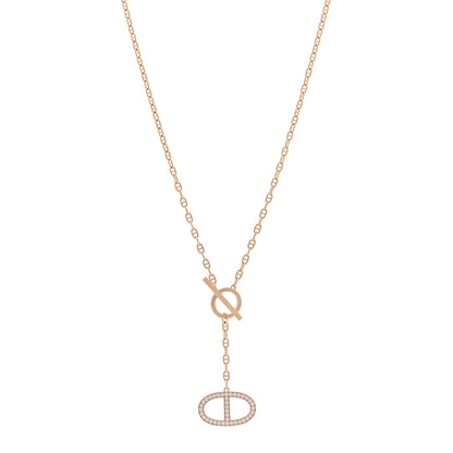 Hermes 18K Rose Gold Diamond GM Chaine D'Ancre Contour Pendant Necklace SH 1 of 5