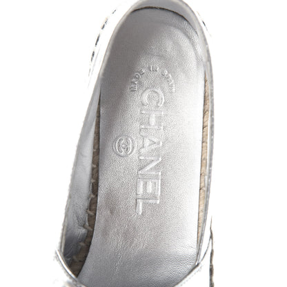 Chanel Laminated Goatskin CC Espadrilles 35 Silver 5 of 7